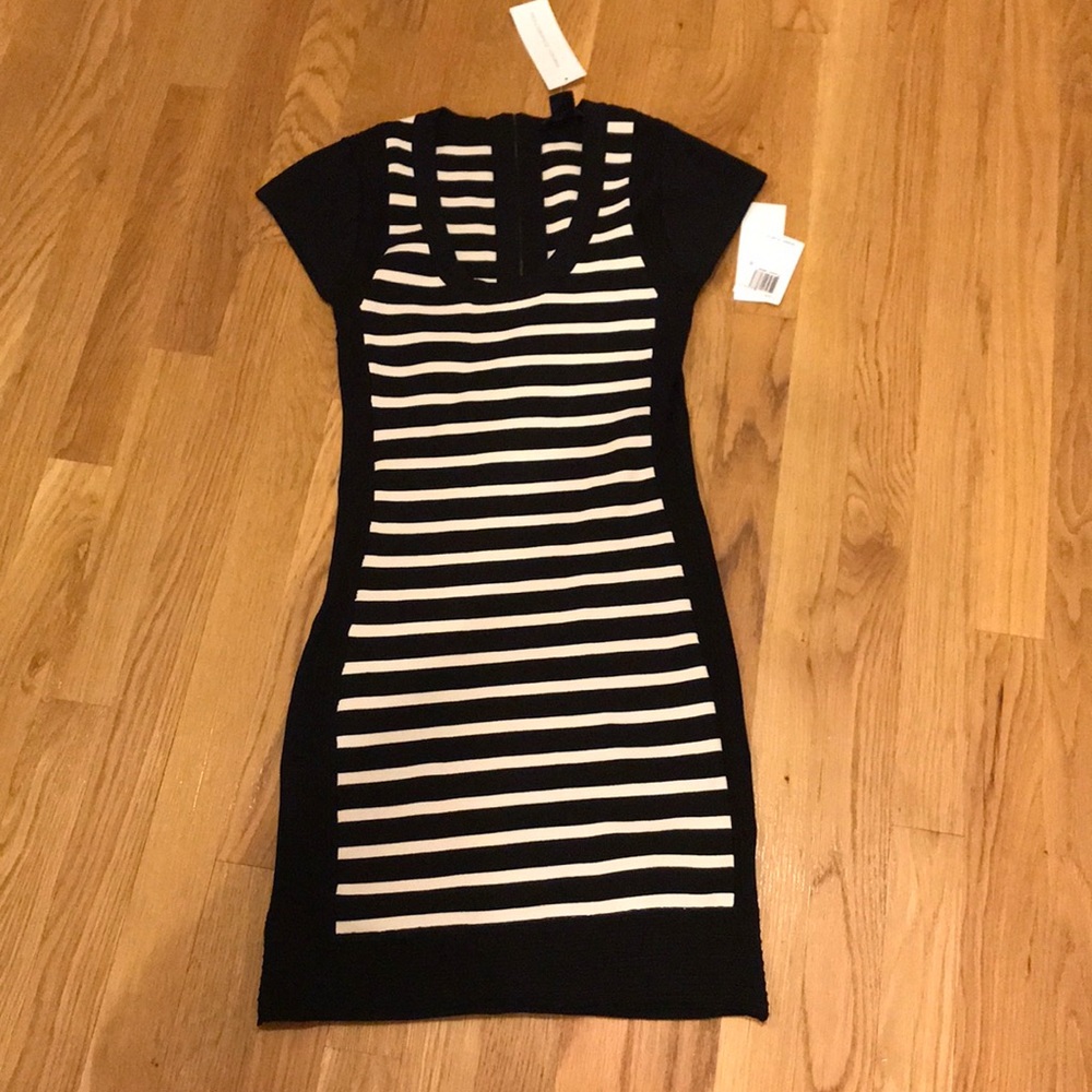 French Connection Form Fitting Striped Dress